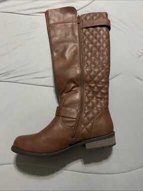 Quilted Brown Over-the-Knee Riding Boots